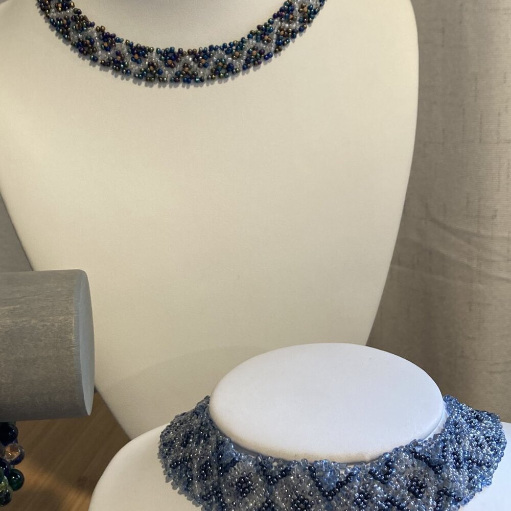 Beaded Chokers Vintage Hand Beaded  Retro Boho Hippie Includes 2 Chokers Fashion